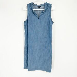 Talbots Blue Chambray Denim Shift Dress Casual Summer‎ Lightweight Size SP